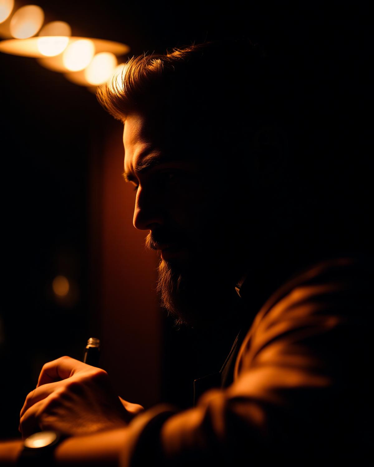 Cinematic portret barbera u toplom svjetlu